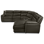 Holton Leather 6-Piece Sectional with Right-Facing Chaise - Charcoal Grey