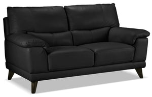 Braylon Leather Loveseat - Classic Black