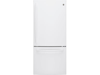 GE White BOTTOM-FREEZER REFRIGERATOR (20.9 CU. FT.) - GDE21DGKWW