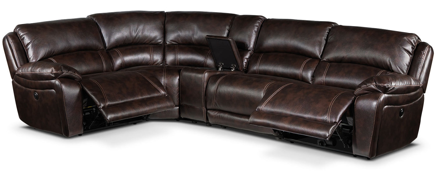 Santorini 5-Piece Power Reclining Sectional - Walnut