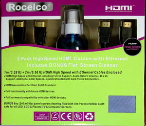 Rocelco 2-Pack HDMI Starter Kit with BONUS Flat Screen Cleaner