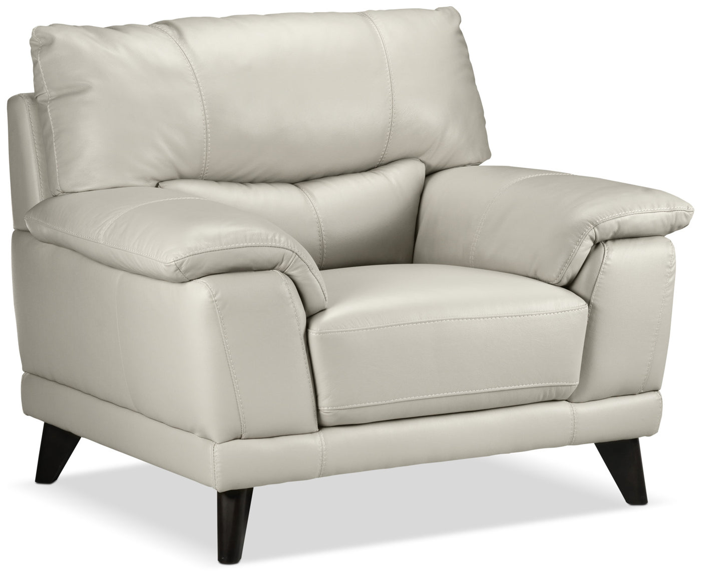 Braylon Leather Sofa and Chair Set - Silver Grey