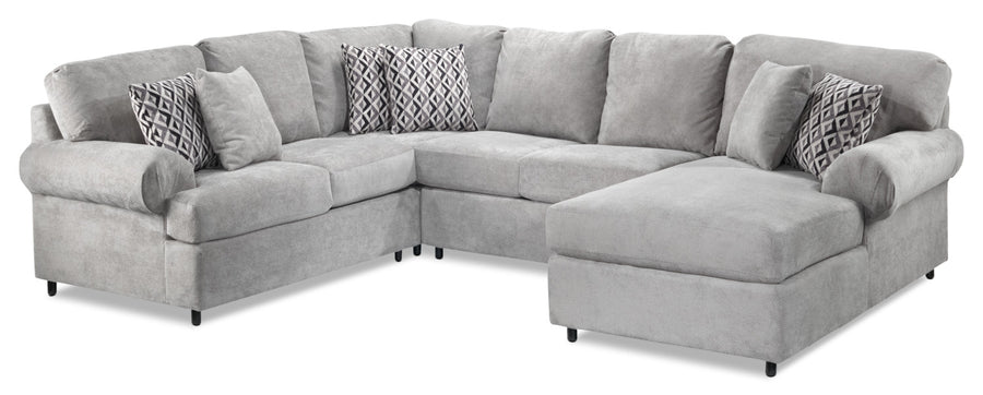 Jupiter 4-Piece Sectional with Right-Facing Chaise - Ash Grey