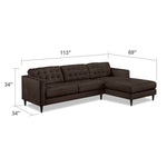 Paragon 2-Piece Sectional with Right-Facing Chaise - Dark Chocolate