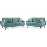 Julian Sofa and Loveseat Set - Teal