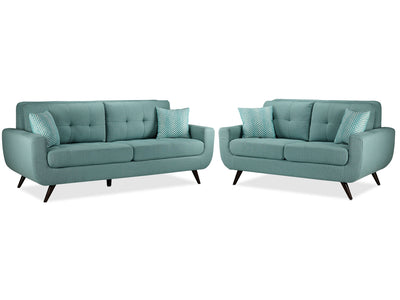 Julian Sofa and Loveseat Set - Teal