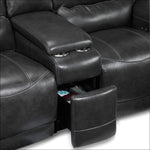 Dearborn Leather Power Reclining Loveseat with Console - Charcoal