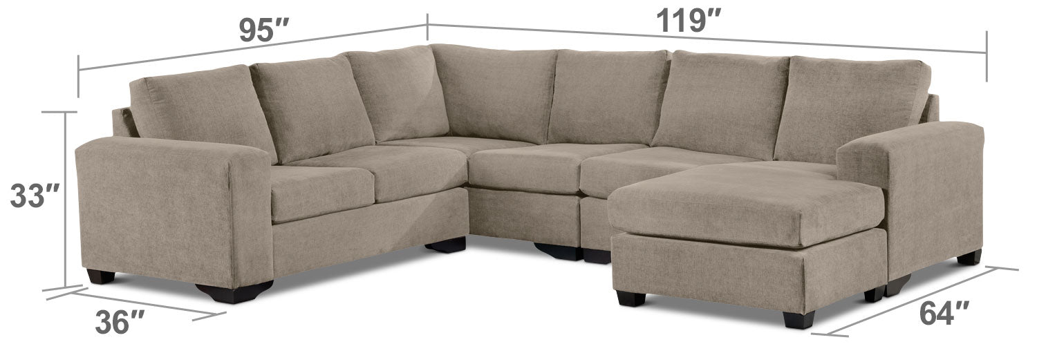 Danielle 3-Piece Sectional with Right-Facing Corner Wedge - Pewter