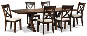 Claira 7-Piece Dining Room Set - Rustic Brown