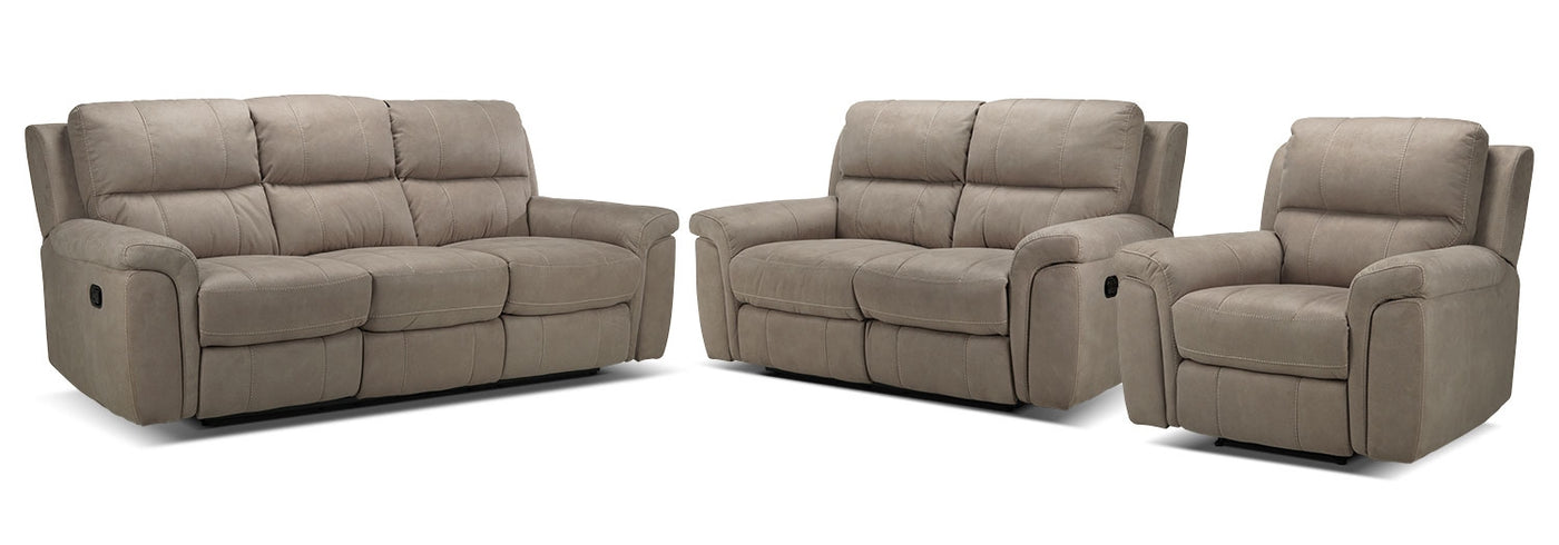 Roarke Sofa, Loveseat and Chair Set - Silver Grey