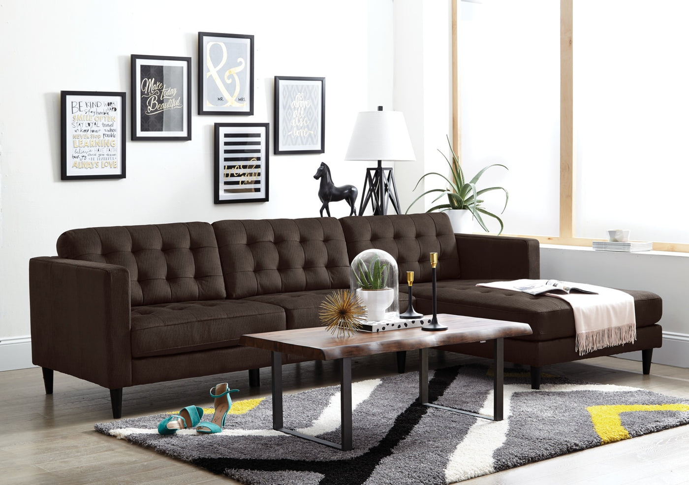 Paragon 2-Piece Sectional with Right-Facing Chaise - Dark Chocolate