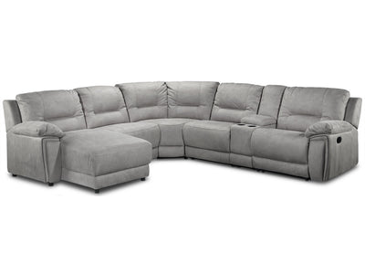 Pasadena 6-Piece Reclining Sectional with Left-Facing Chaise - Light Grey