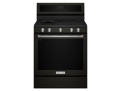 KitchenAid Black Stainless Steel Freestanding Gas Convection Range (5.8 Cu. Ft.) - KFGG500EBS