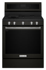 KitchenAid Black Stainless Steel Freestanding Gas Convection Range (5.8 Cu. Ft.) - KFGG500EBS