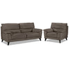 Braylon Leather Sofa and Chair Set - African Grey