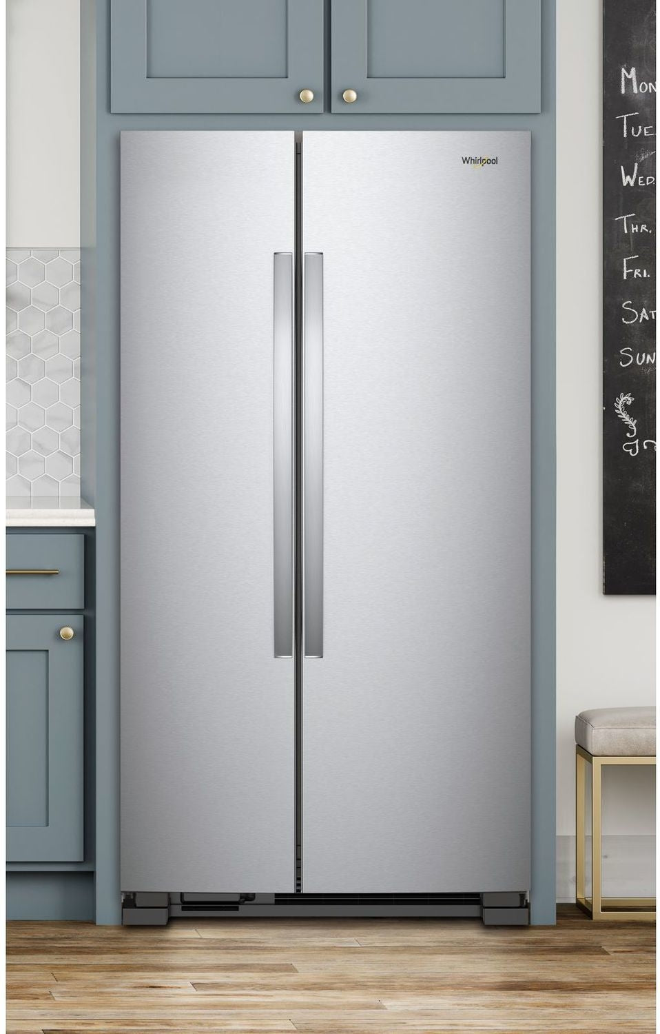 Whirlpool 33.13" 22 Cu. Ft. Monochromatic Stainless Steel Side-by-Side Refrigerator - WRS312SNHM