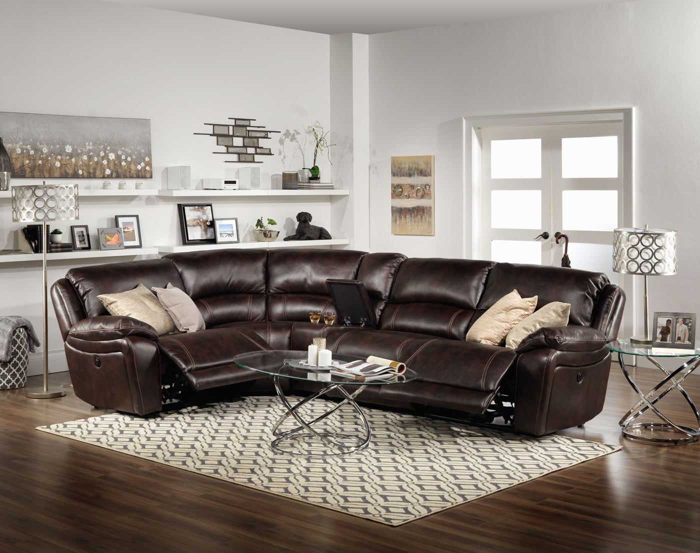 Santorini 5-Piece Power Reclining Sectional - Walnut
