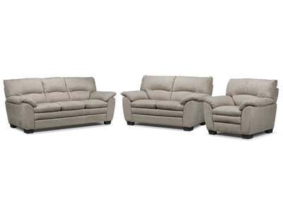 Kelleher Sofa, Loveseat and Chair Set - Silver Grey