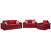 Fava Sofa, Loveseat and Chair Set - Red