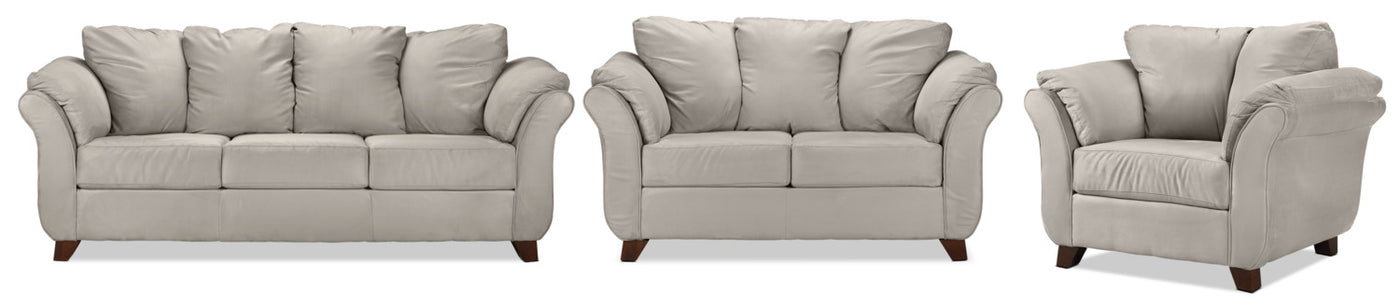Collier Sofa, Loveseat and Chair Set - Light Grey