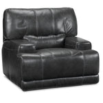 Dearborn Leather Power Reclining Sofa and Recliner Set - Charcoal