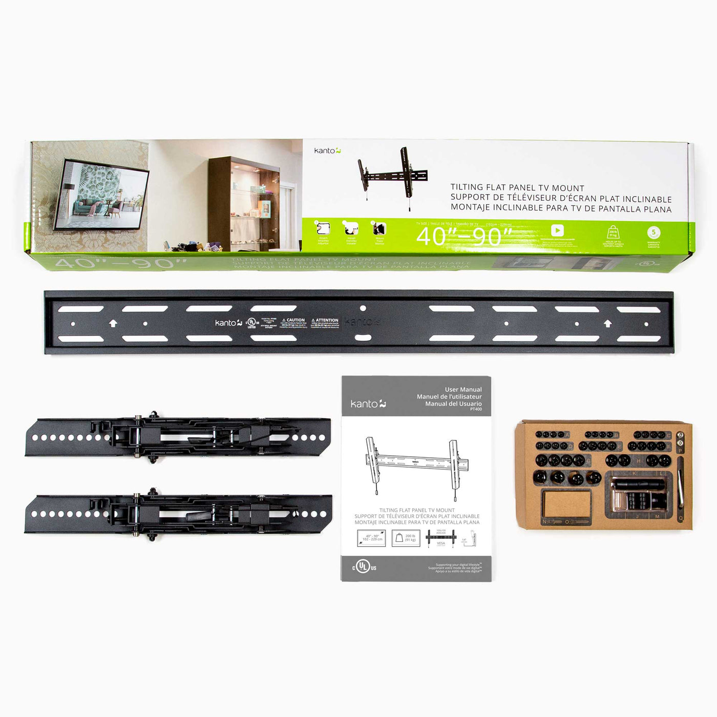 Low Profile Tilting TV Wall Mount for 40" to 90" TVs - PT400