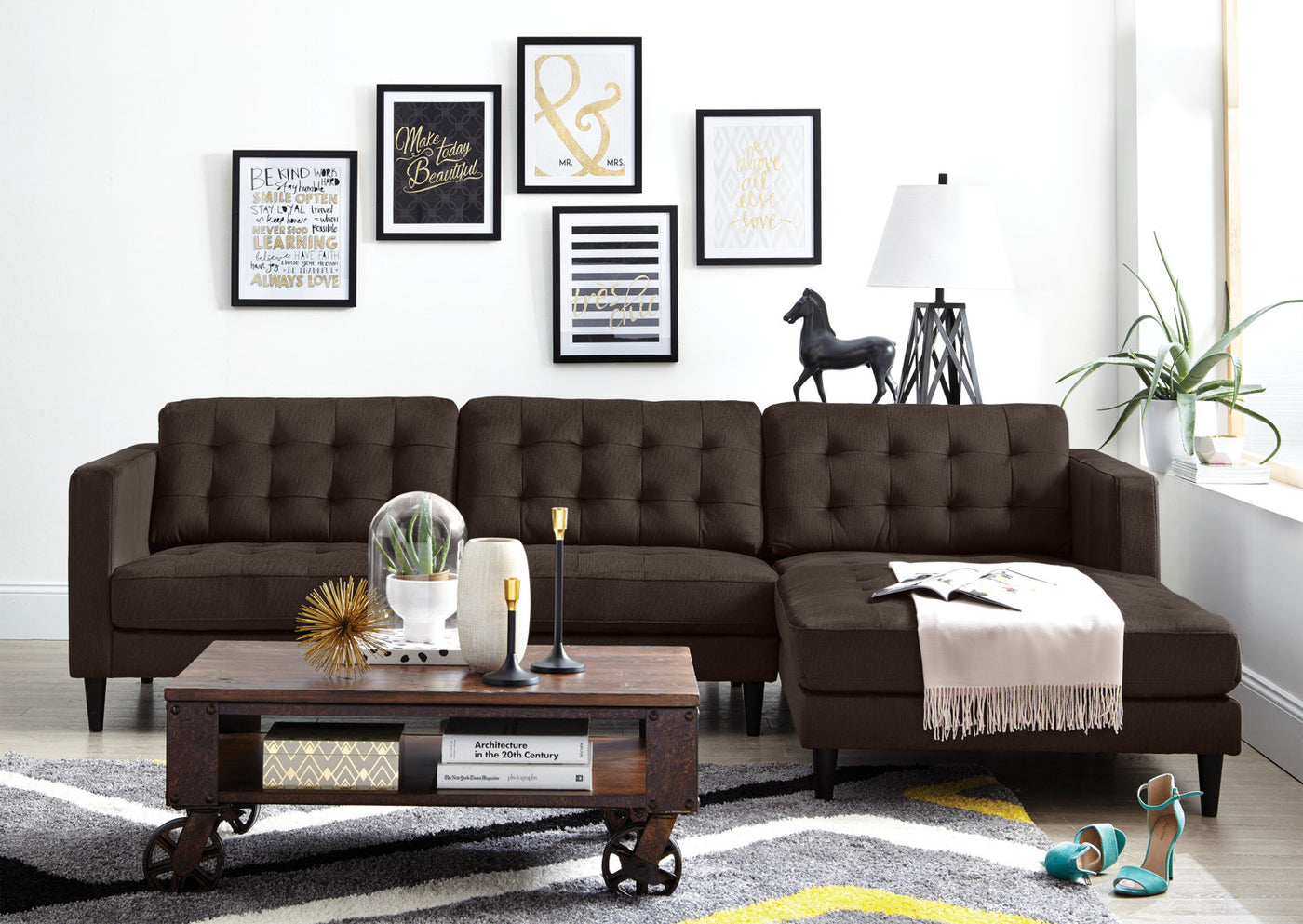 Paragon 2-Piece Sectional with Right-Facing Chaise - Dark Chocolate