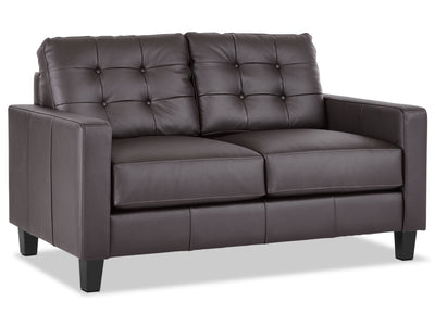 Kylie Leather Loveseat - Coffee