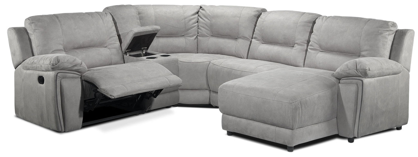 Pasadena 5-Piece Reclining Sectional with Right-Facing Chaise - Light Grey