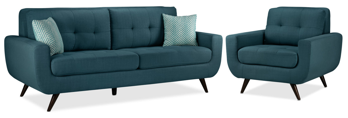 Julian Sofa and Chair Set - Blue