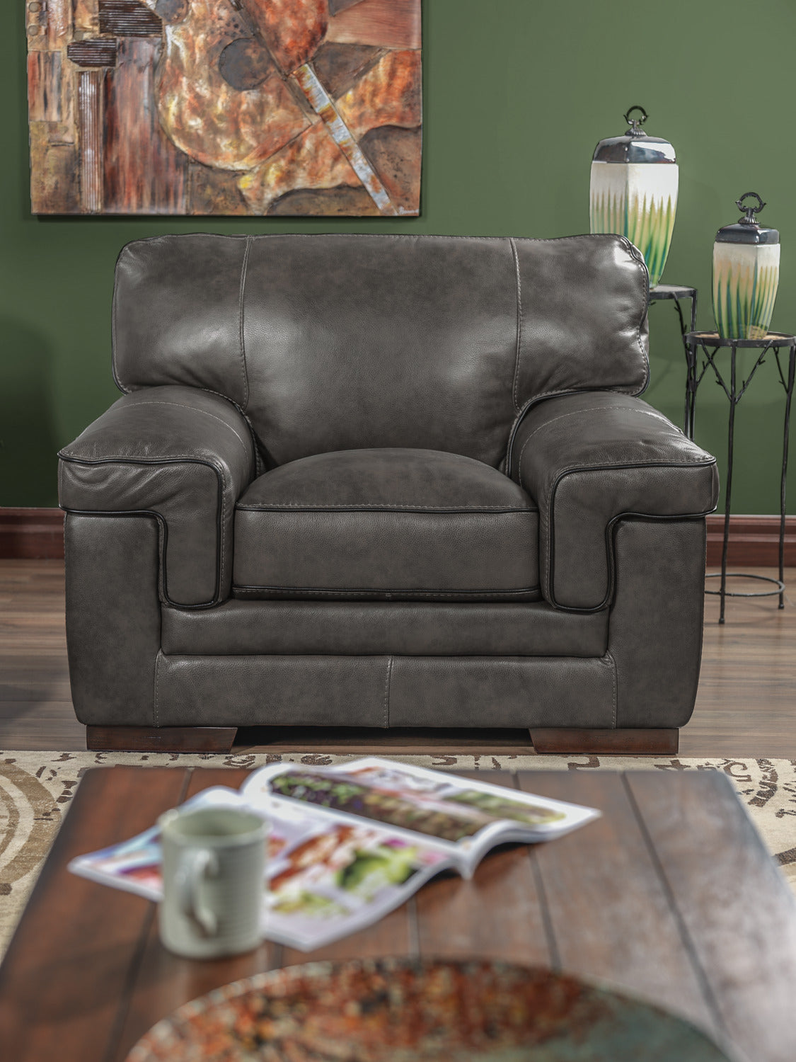 Stampede Leather Chair - Charcoal