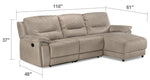 Pasadena 3-Piece Reclining Sofa with Right-Facing Chaise - Light Grey