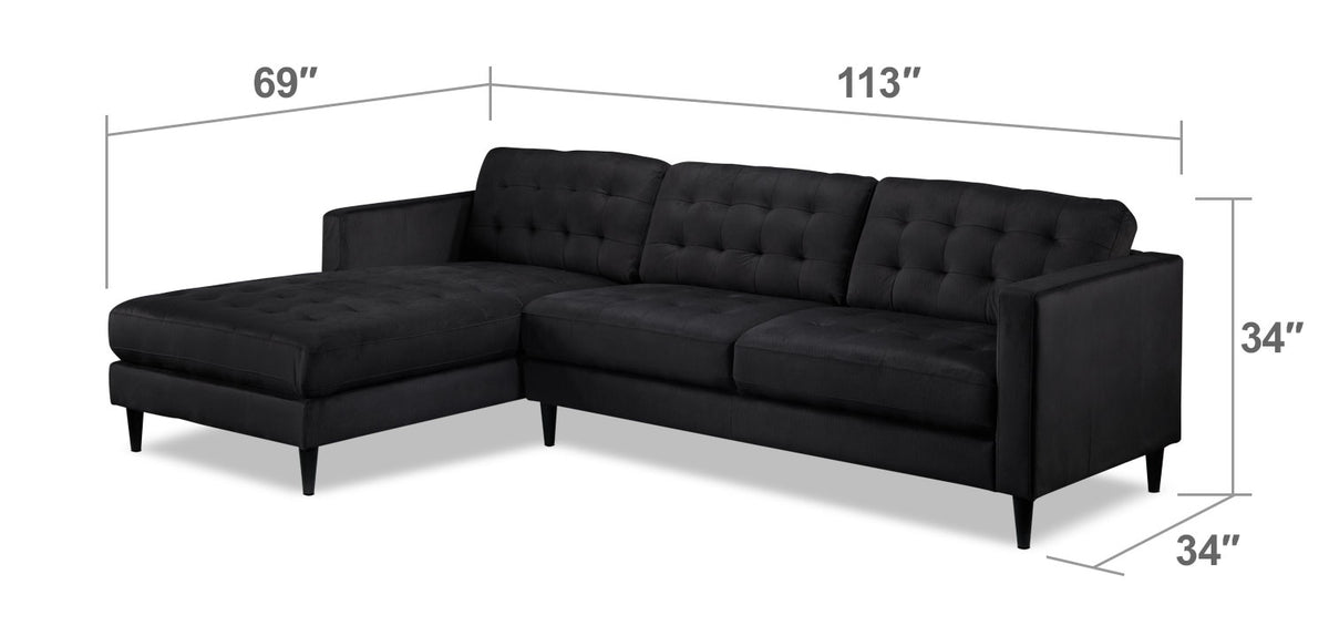 Paragon 2-Piece Sectional with Left-Facing Chaise - Charcoal | Leon's