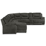 Pasadena 6-Piece Reclining Sectional with Left-Facing Chaise - Dark Grey