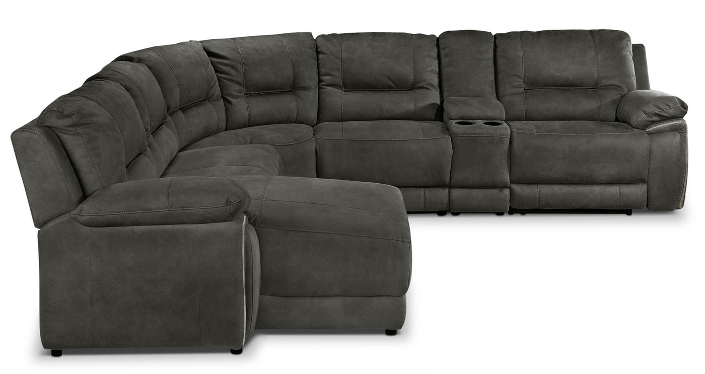 Pasadena 6-Piece Reclining Sectional with Left-Facing Chaise - Dark Grey