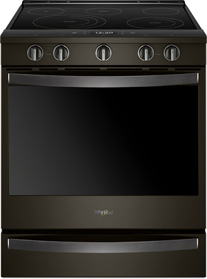Whirlpool Black Stainless Steel Slide-In Electric True Convection Range (6.4 Cu. Ft.) - YWEE750H0HV