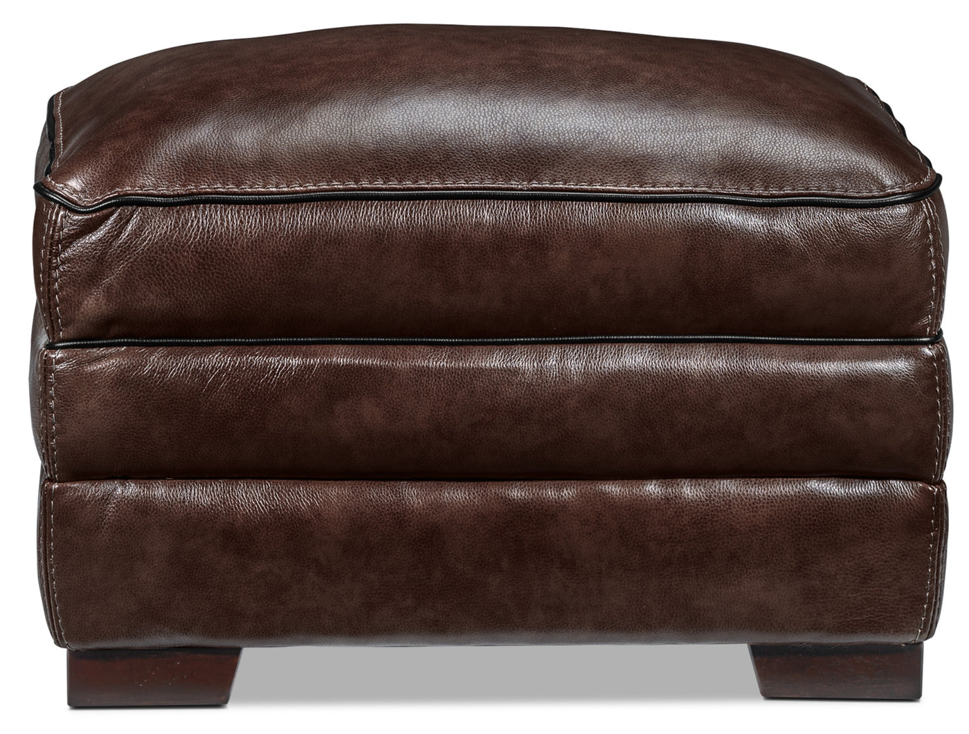 Stampede Leather Ottoman - Coffee