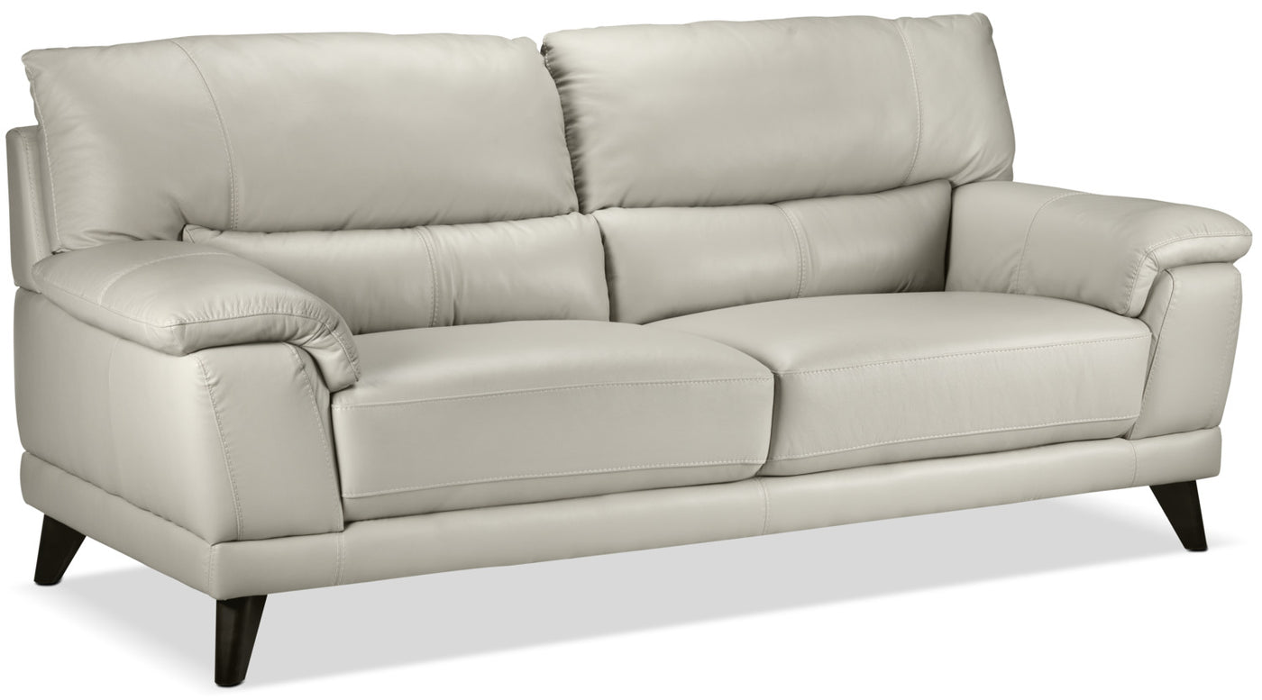 Braylon Leather Sofa and Loveseat Set - Silver Grey