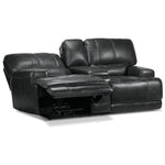 Dearborn Leather Power Reclining Loveseat with Console - Charcoal