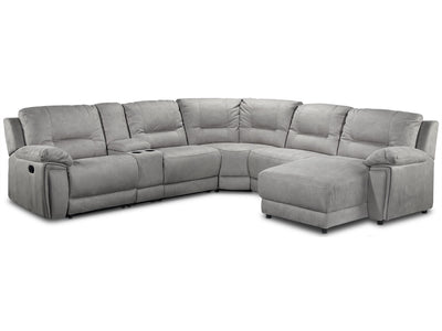 Pasadena 6-Piece Reclining Sectional with Right-Facing Chaise - Light Grey