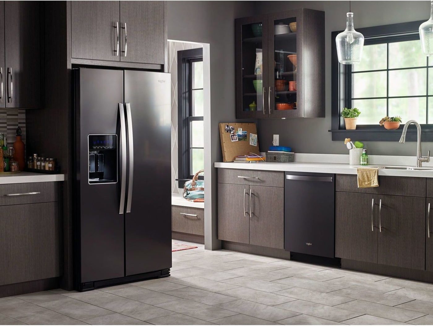 Whirlpool Black Stainless Steel Counter-Depth Side-by-Side Refrigerator (21 Cu. Ft.) - WRS571CIHV