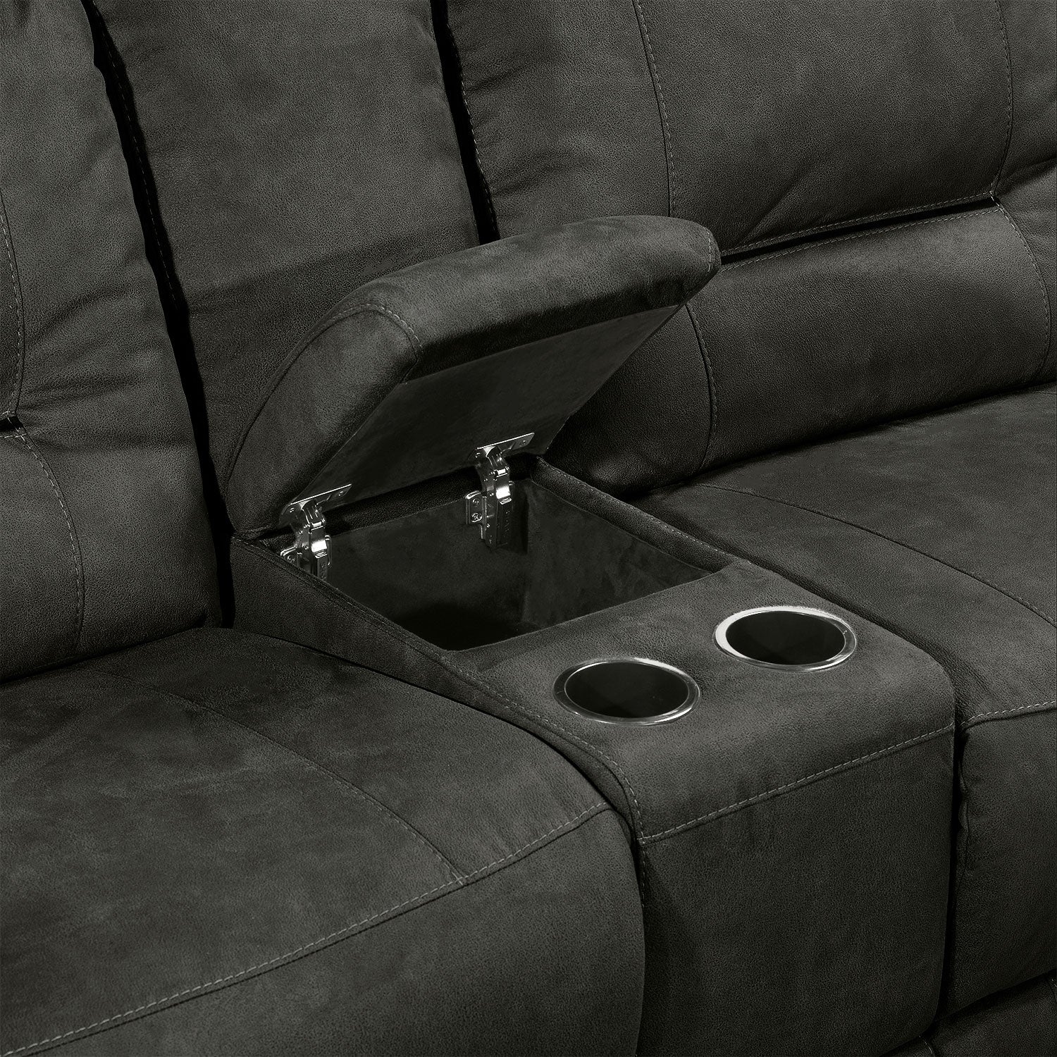 Pasadena 6-Piece Reclining Sectional with Right-Facing Chaise - Dark Grey