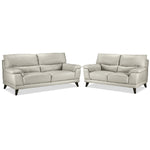 Braylon Leather Sofa and Loveseat Set - Silver Grey