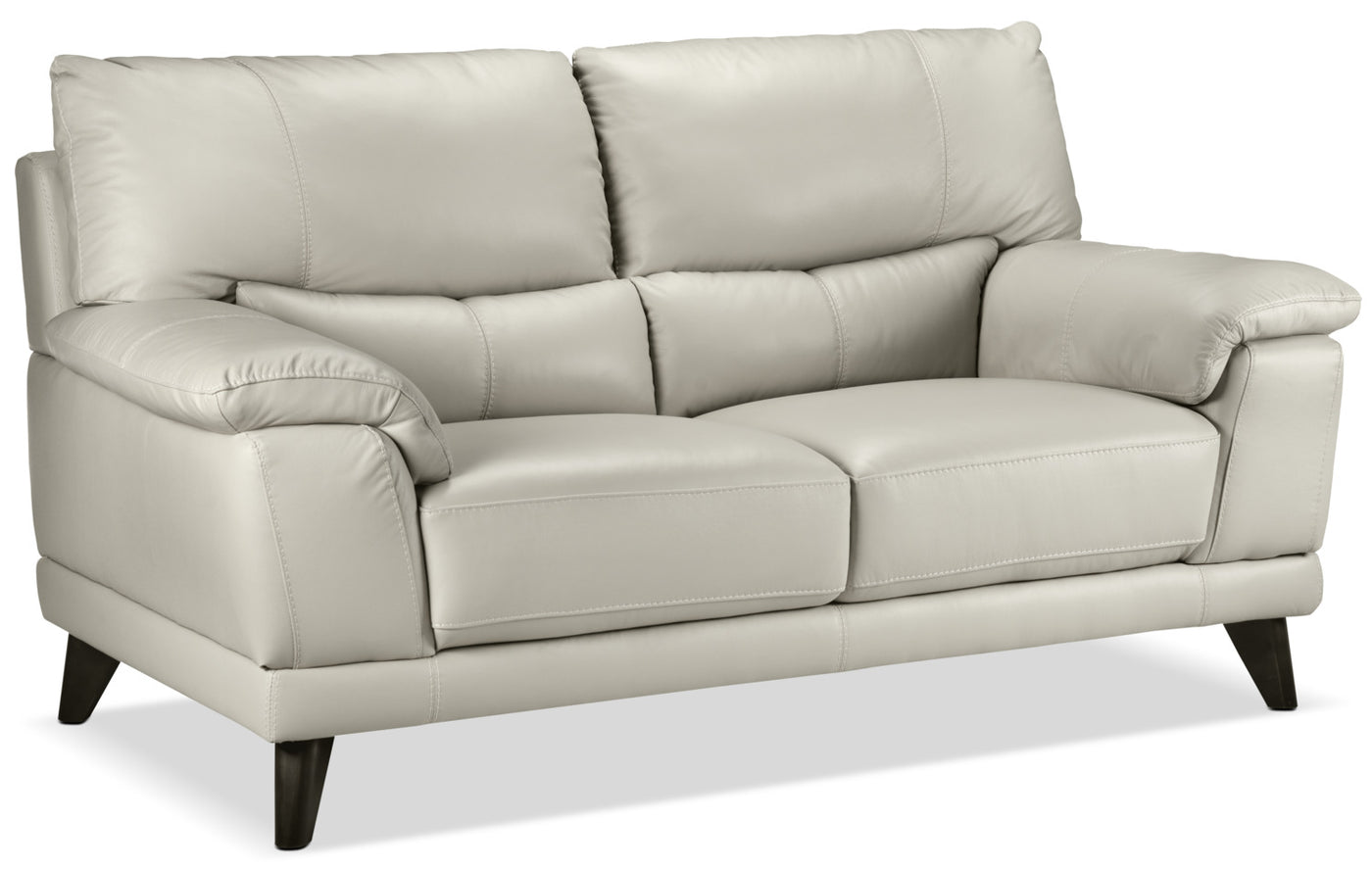 Braylon Leather Sofa and Loveseat Set - Silver Grey