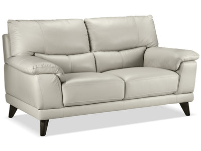 Braylon Leather Loveseat - Silver Grey