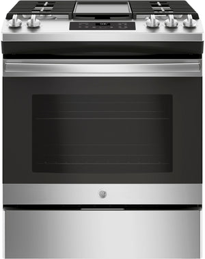 GE Premium Stainless Steel Appearance Slide-In Gas Range (5.4 Cu. Ft.) - JCGSS66SELSS