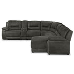 Pasadena 6-Piece Reclining Sectional with Right-Facing Chaise - Dark Grey