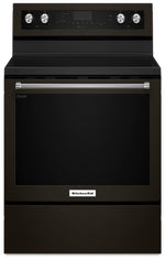 KitchenAid Black Stainless Steel Freestanding Electric Convection Range (6.4 Cu. Ft.) - YKFEG500EBS
