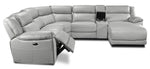 Holton Leather 6-Piece Sectional with Right-Facing Chaise - Grey