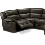 Holton Leather 5-Piece Sectional with Right-Facing Chaise - Charcoal Grey